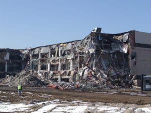 February 2008--The excavators turned the former Joslin's building at the Buckingham Square Mall into a pile of rubble very quickly.