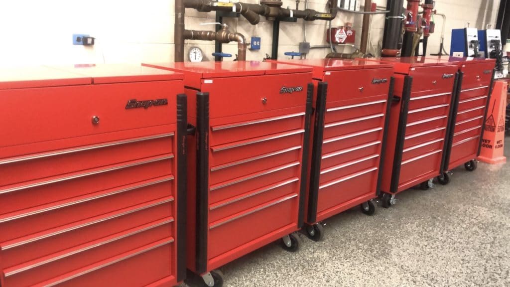 lined up RED Snap On TOOL 2019 On Havana Street Aurora, CO