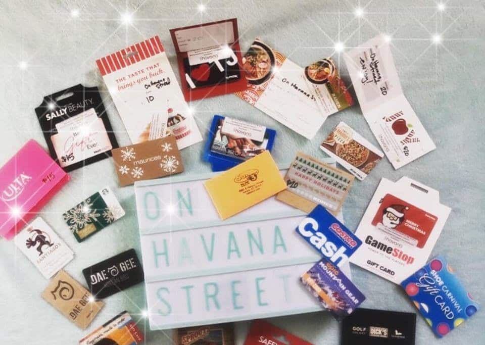 holiday gift cards from stores On Havana Street